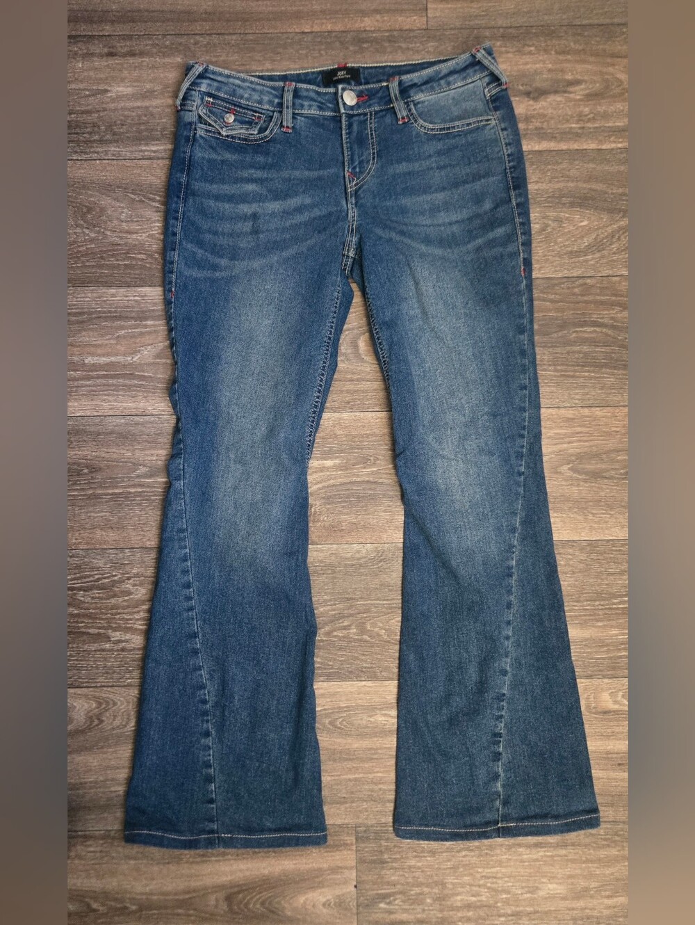 True Religion Joey SN Jeans Women's 29 Low Rise Flap Flare Blue Y2K